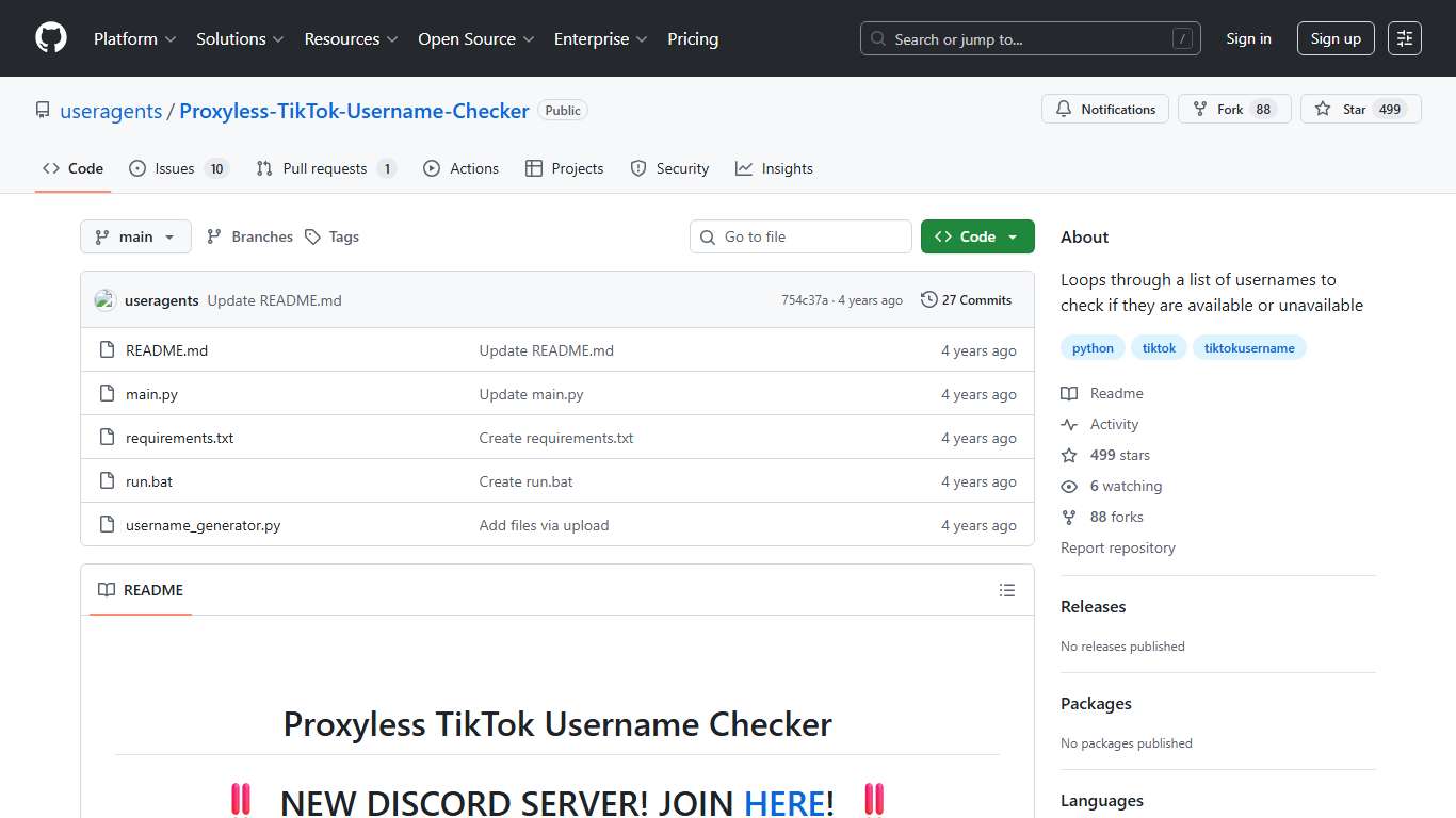 GitHub - useragents/Proxyless-TikTok-Username-Checker: Loops through a list of usernames to check if they are available or unavailable